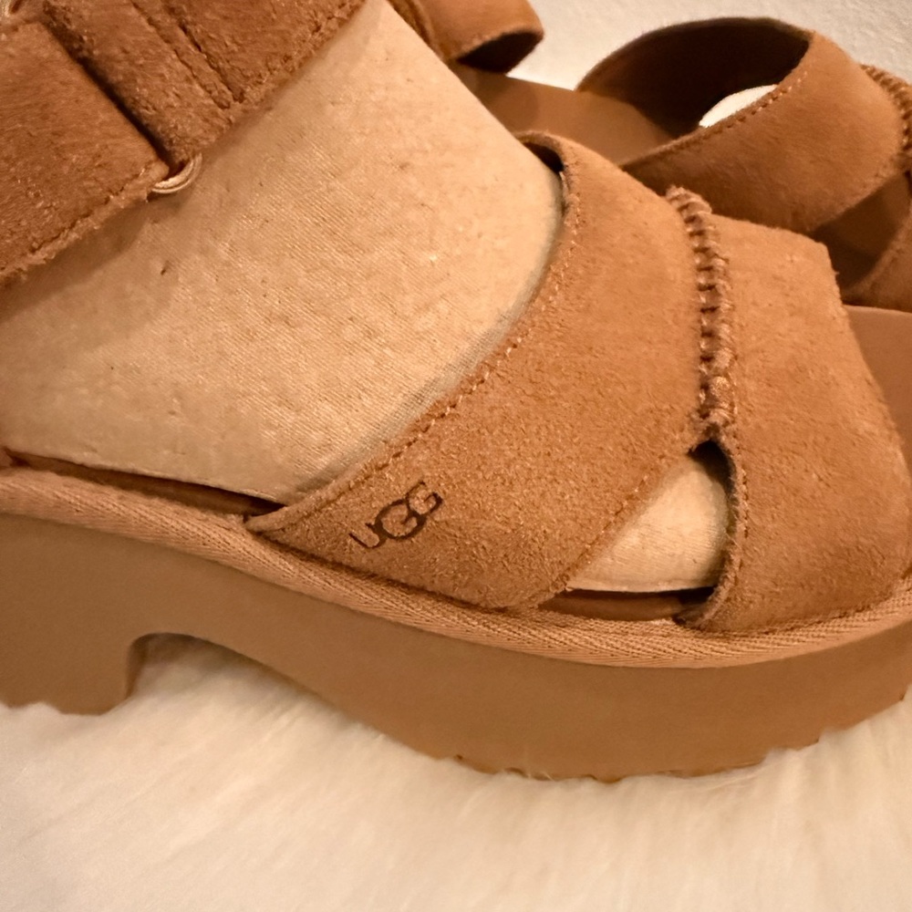 UGG Women's Brown Suede Platform Sandals - Picture 4 of 7